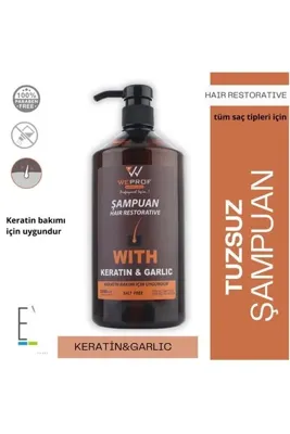 WEPROF Tuzsuz Kerantin & Garlic Bakım Şampuanı 1000 ml