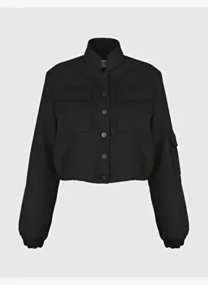 İlvi Ambra Siyah Crop Bomber Kadın Ceket