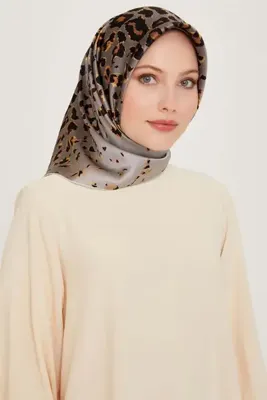 ARMİNE Leopar Desenli Twill Saf İpek Eşarp 9249D 31