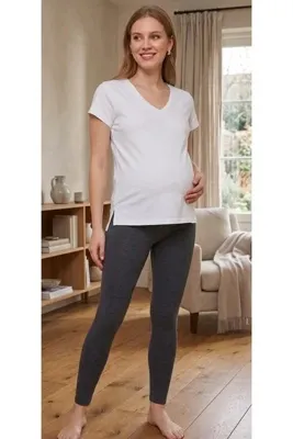Motherway Kadın Beyaz Hamile V Yaka Tshirt