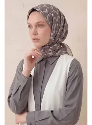 Silk Home Pamuk Karışımlı Soft Eşarp Zikzak Akış Desen Mocha 90x90