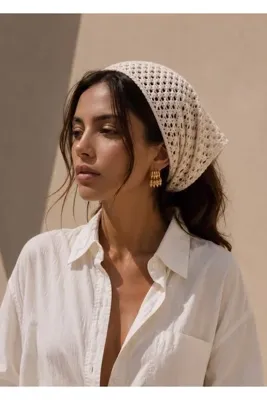 D scarf Kadın File Örgü Bandana