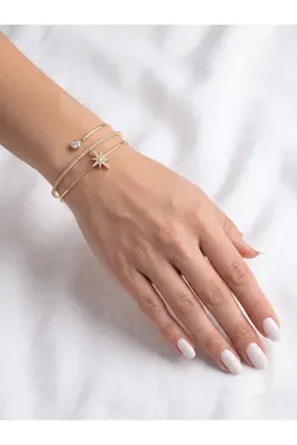 İris Jewelrys Çelik Trilya Gold Kelepçe