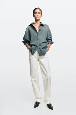 Massimo Dutti Kalın pilili bol kesim gömlek