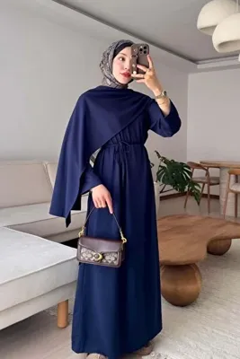 Ceylan Otantik Lacivert Şal Yaka Elbise