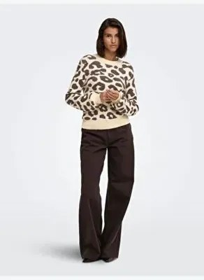 ONLY Jdy Kadın Jdylorraine Leopar Desenli Bej Kazak - 15292890
