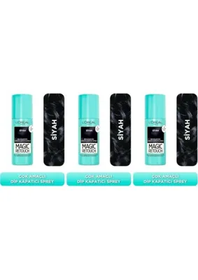 Trendexa Kapatıcı, Magic Retouch Beyaz Dipleri, Sprey 75 ml - Siyah (3 Paketi)
