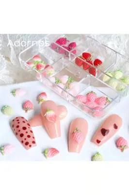 ellea nail Çilekli Tırnak Charm Seti
