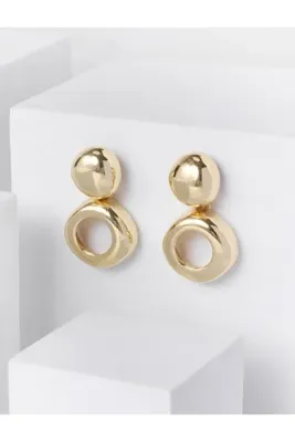 Jimmy Key Altın Rengi Geometrik Formlu Sallantılı Küpe