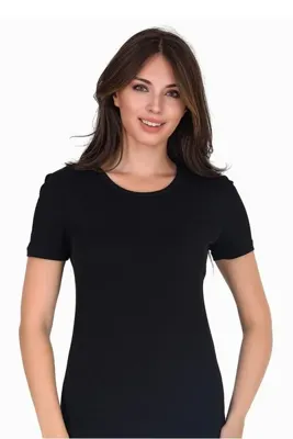 Sensu Kadın Bisiklet Yaka Basic T-shirt Siyah Renk Tsr1005