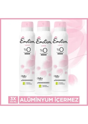 EMOTION Aqua Kiss Kadın Vegan Deodorant 3x150 Ml Hızlı Kurur, Leke Bırakmaz