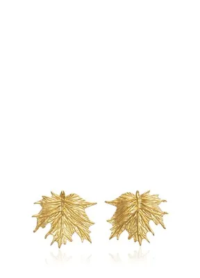 Milou Jewelry Maple Yaprak 22 Ayar Altın Kaplama Kadın Küpe