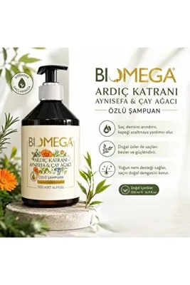 BIOMEGA Ardıç Katranı, Aynisefa & Çay Ağacı Özlü Şampuan 500 m