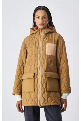 Champion Outdoor Hooded Polyfilled Jacket Kahverengi Kadın Kapüşonlu Mont-117573-MS034