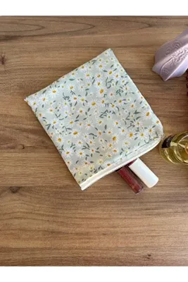 minyaturhayalim Mini kalp çiçek krem rengi fermuarlı astarlı küçük cüzdan mini makyaj çantası kese ölçüleri 14*14