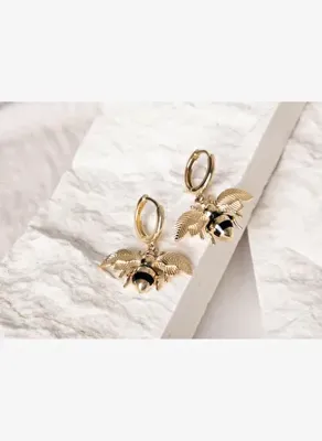 Safir Mücevher Altın BEE Arı Küpe