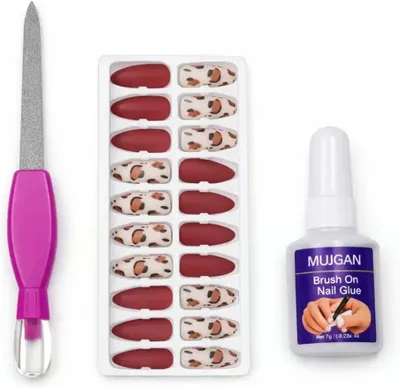 Profesyonel Takma Tırnak Kit Yapıştırıcılı Press On Nail Set Kolay Tak Çıkar Dayanıklı Manikür Aksesuarı,Tam Set Takma Tırnak Manikür Kiti Yapıştırıcı Ve Törpülü Hazır Tırnak Seti Ev (Kırmızı-Beyaz)