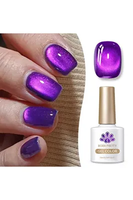 Born Pretty Blackish Purple Glass Bead Cat Magnetic Gel/ Ametist Işıltısı Kedi Gözü Kalıcı Oje-10ml