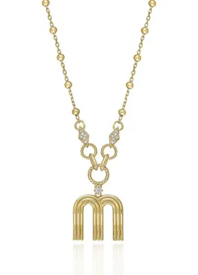 Nayra jewelry Me & Myself M Harfli 925 Ayar Gümüş Üzeri Altın Kaplama Kadın Kolye