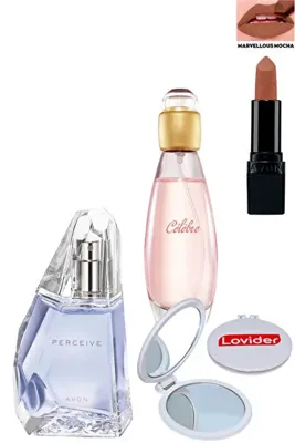 Avon Perceive 50ml + Soft Musk 50ml Kadın Parfüm + Marvellous Mocha Ruj + Lovider Cep Aynası