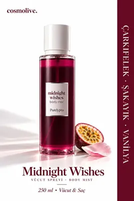 Cosmolive Vücut Spreyi Body Mist | PurelyPro Midnight Wishes | Bombshel |Parfüm Gücünde Kalıcı