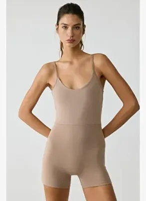 Urban Beat ALESIA Kadın Slim Fit İp Askılı Training Vizon Tulum 