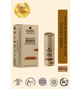 KUATRA Amber Crystal – Doğal Bakır Işıltı Highlighter Stick  Nemlendirici & Antioksidan