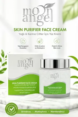 Moon Angel Skın Purifier Krem Karma ve Yağlı Ciltler İçin Yağ Dengeleyici Yüz Kremi (Niacinamide & Hyaluronic Acid) 100 ml