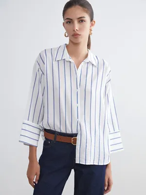 LCWAIKIKI Classic Çizgili Oversize Kadın Gömlek