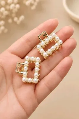 mosmoda 2 Adet İncili Mini Mandal Toka, Ebat:2,5cm