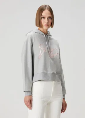Balmain Gri Kapüşonlu Logolu Sweatshirt