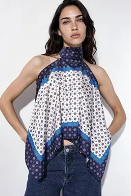 Hiccup Halter Yaka Saten Fular Top