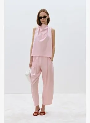 Suud Collection Pembe Marty Halter Yaka Poplin Bluz