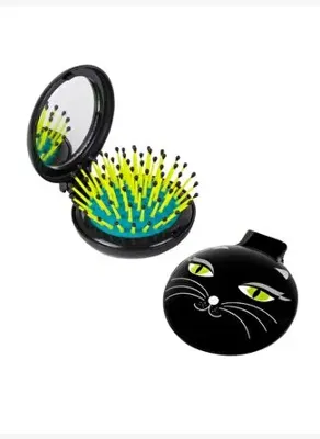 Pylones Katlanabilir Aynalı Saç Fırçası | Lady Retro - Black Cat