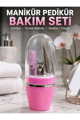 Lisinya Pembe Tırnak Bakım Seti Cımbız Makas Tırnak Makası ve Törpü İçeren Kit -