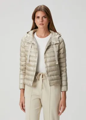 Herno Bej Kapüşonlu Puffer Mont