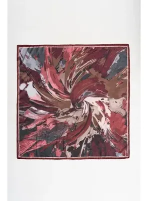 Jawel Kadın Digital Baskılı Fırça Desen Soft Eşarp 90x90 Cm BORDO