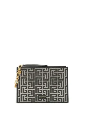 Balmain Siyah Beyaz Logo Jakarlı Kadın El Portföyü