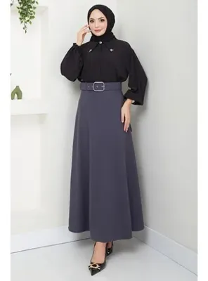 hafsamina Kemerli Mevlana Etek Füme HM2370