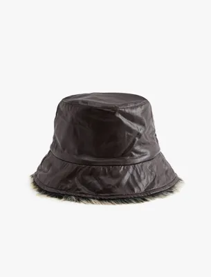 Koton Deri Görünümlü Bucket Şapka
