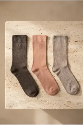 Katia & Bony Kadın 3'lü Paket Melissa Modal Soket Çorap Antrasit -Pudra Pembe-Gri Melanj