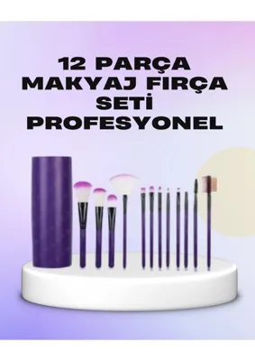 Sovrent Ergonomik Saplı Fiber Kıllı 12'li Makyaj Fırça Takımı Göz ve Ten Makyajı Için Uygun