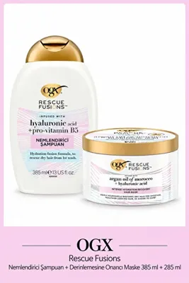 ogx Rescue Fusions Nemlendirici Şampuan 385 ml + Rescue Fusions Nemlendirici Saç Maskesi