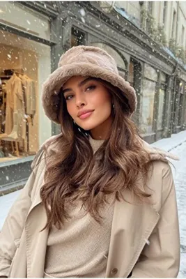 LAGRANZE SoftMuse Peluş Kışlık Bucket Şapka