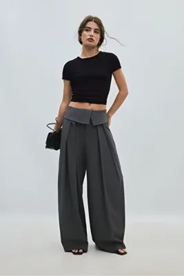 Stradivarius Duble belli geniş paça pantolon