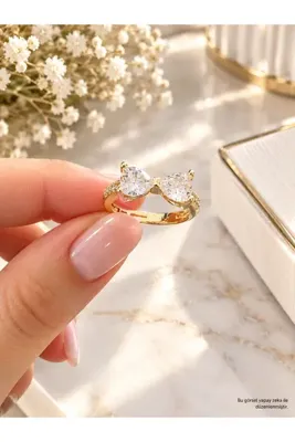 Genel Markalar Gold renk fiyonk figürlü ayarlanabilir yüzük