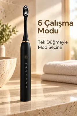 Mestore Siyah Elektrikli Diş Fırçası IPX7 Suya Dayanıklı