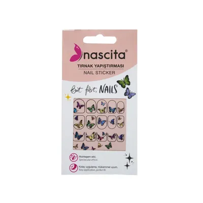 Nascita Tırnak Stıcker Kelebek Desen