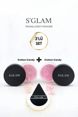 S'GLAM Pudra Seti Ve Pudra Süngeri (Pink-Pink)