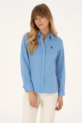 U.S. Polo Assn. Kadın Açık Mavi Uzun Kollu Basic Gömlek 50316711-VR003